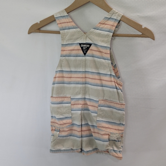 OshKosh Baja Stripe Canvas Shortall - 2T - Picture 3 of 7